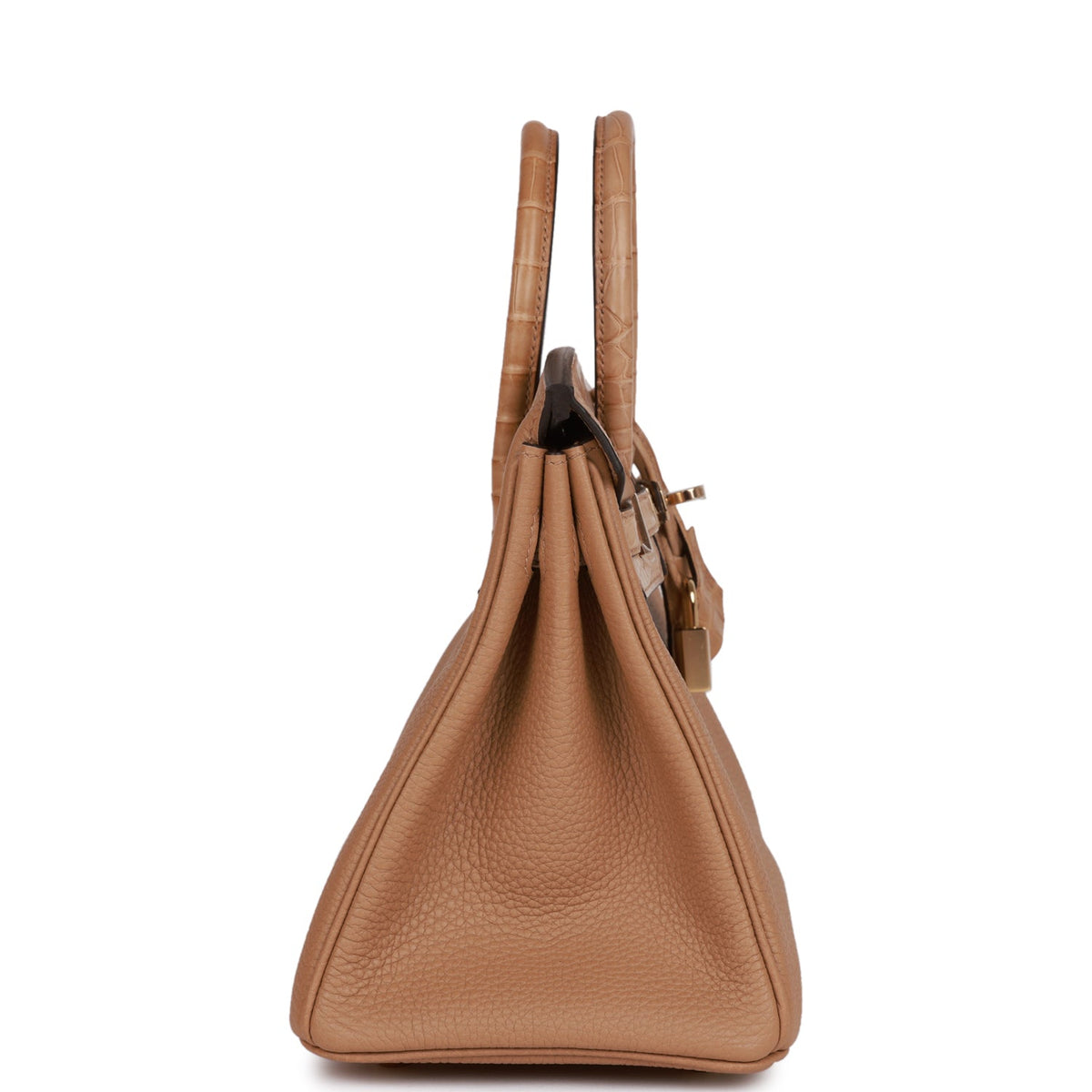 Hermes Birkin 25 Chai Matte Faux Leather and Togo-textured Faux Leather Touch Permabrass Hardware