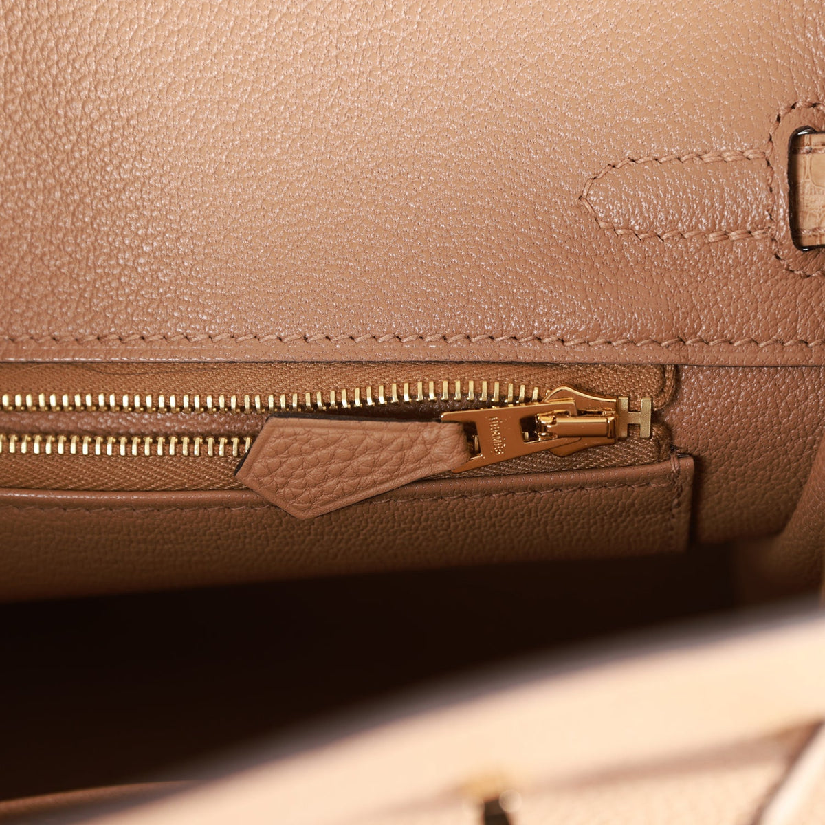 Hermes Birkin 25 Chai Matte Faux Leather and Togo-textured Faux Leather Touch Permabrass Hardware
