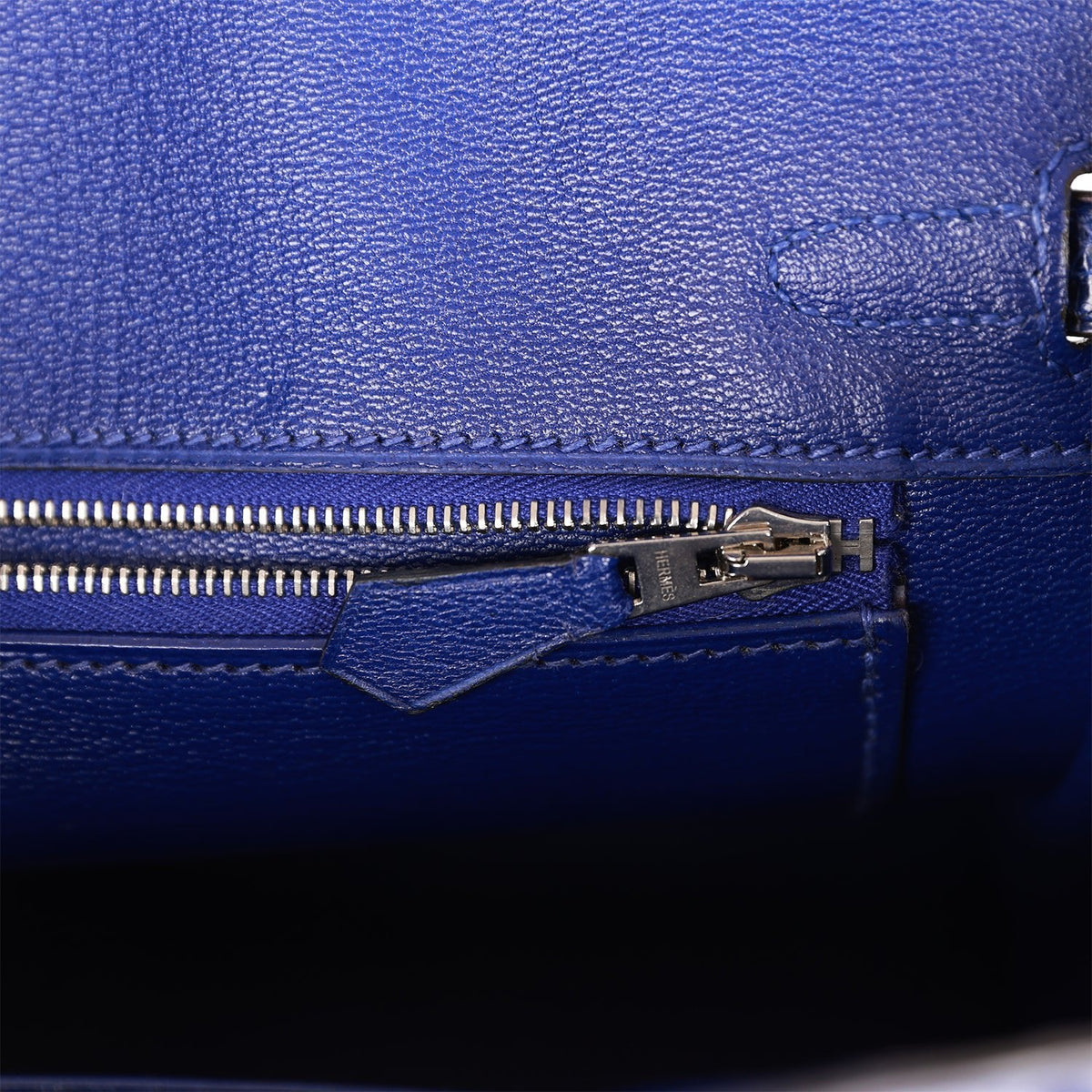 Hermes Birkin 25 Bleu Electric Shiny Faux Leather Palladium Hardware