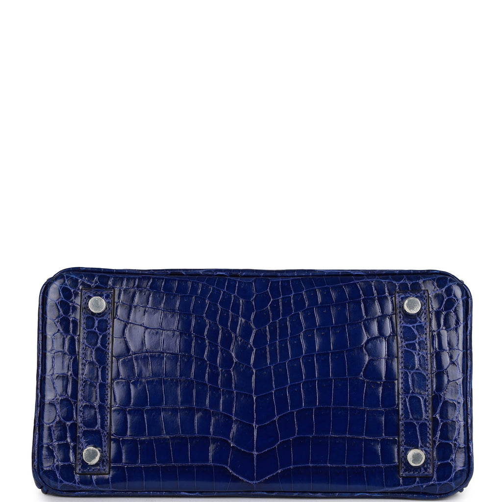 Hermes Birkin 25 Bleu Electric Shiny Faux Leather Palladium Hardware