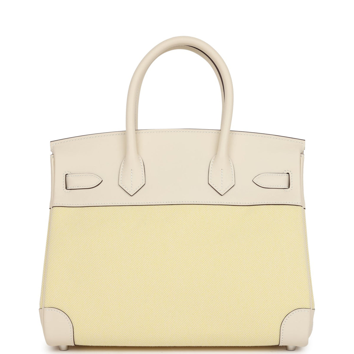 Hermès Birkin 30 Nata Swift and Jaune Poussin Toile Palladium Hardware