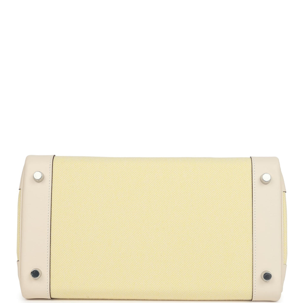 Hermès Birkin 30 Nata Swift and Jaune Poussin Toile Palladium Hardware