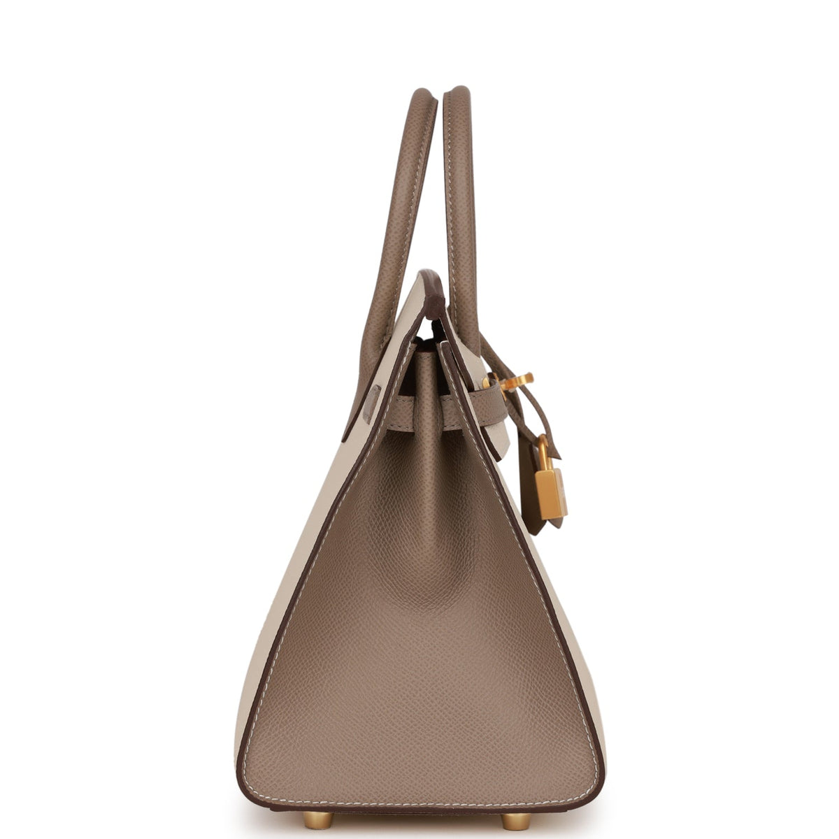 Hermès Special Order (HSS) Birkin Sellier 25 Craie and Gris Asphalte Epsom Brushed Gold Hardware