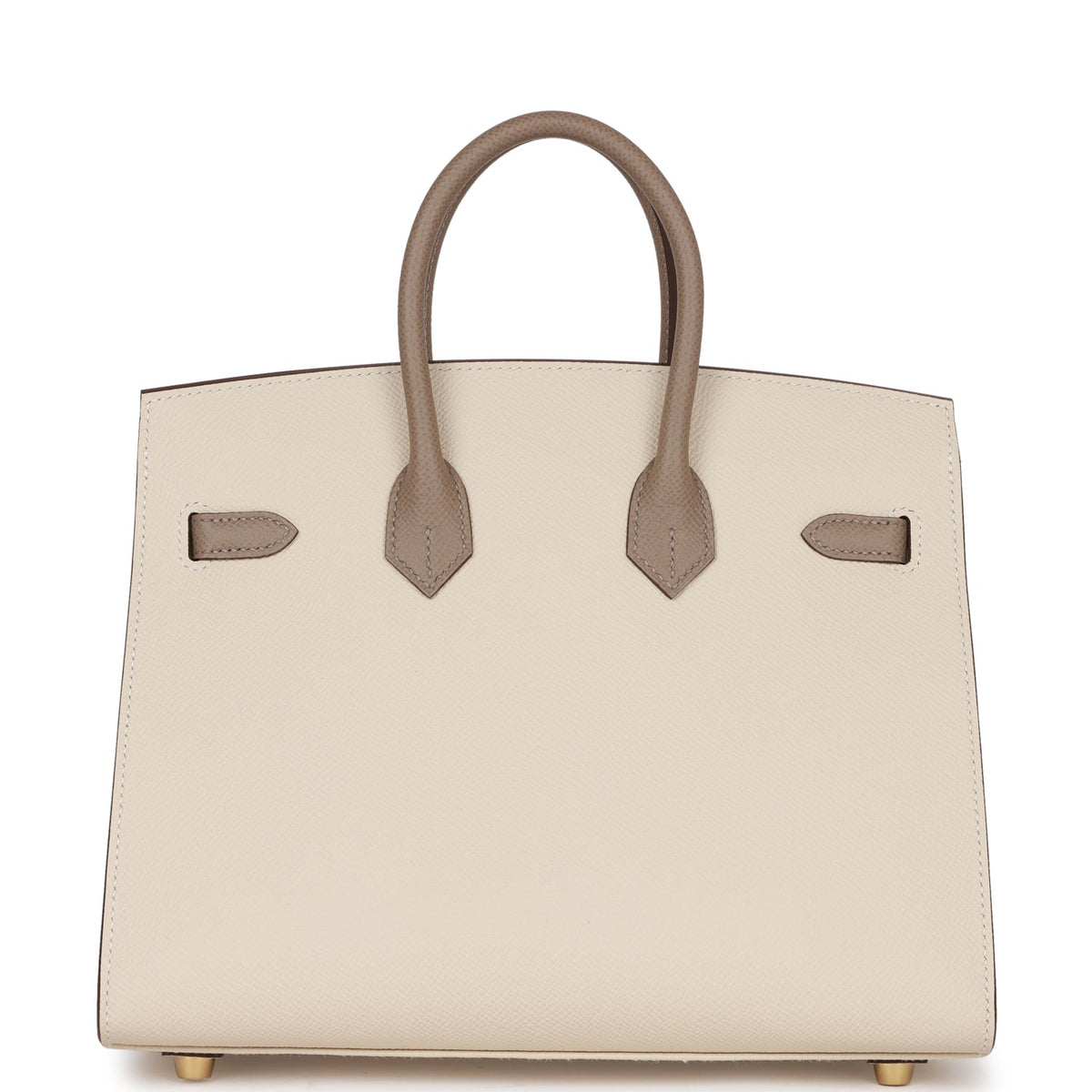 Hermès Special Order (HSS) Birkin Sellier 25 Craie and Gris Asphalte Epsom Brushed Gold Hardware