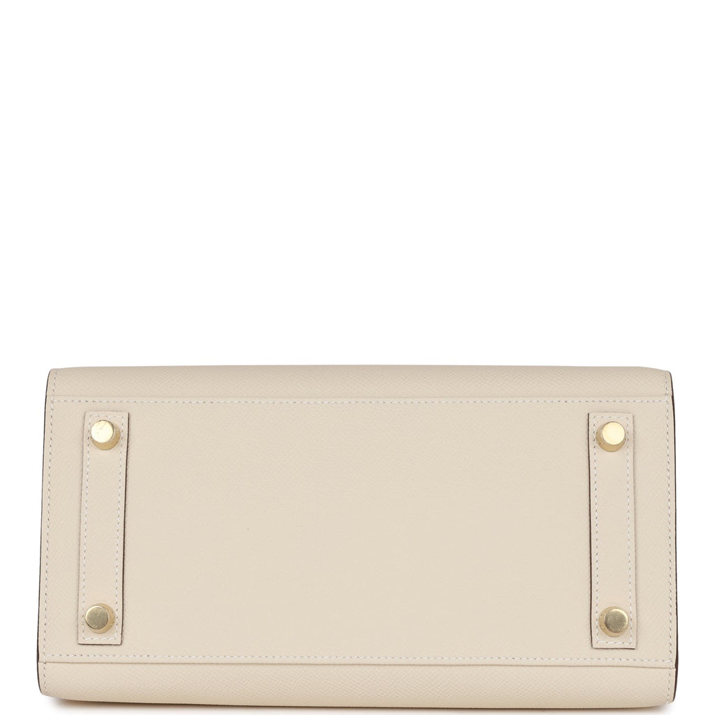Hermès Special Order (HSS) Birkin Sellier 25 Craie and Gris Asphalte Epsom Brushed Gold Hardware