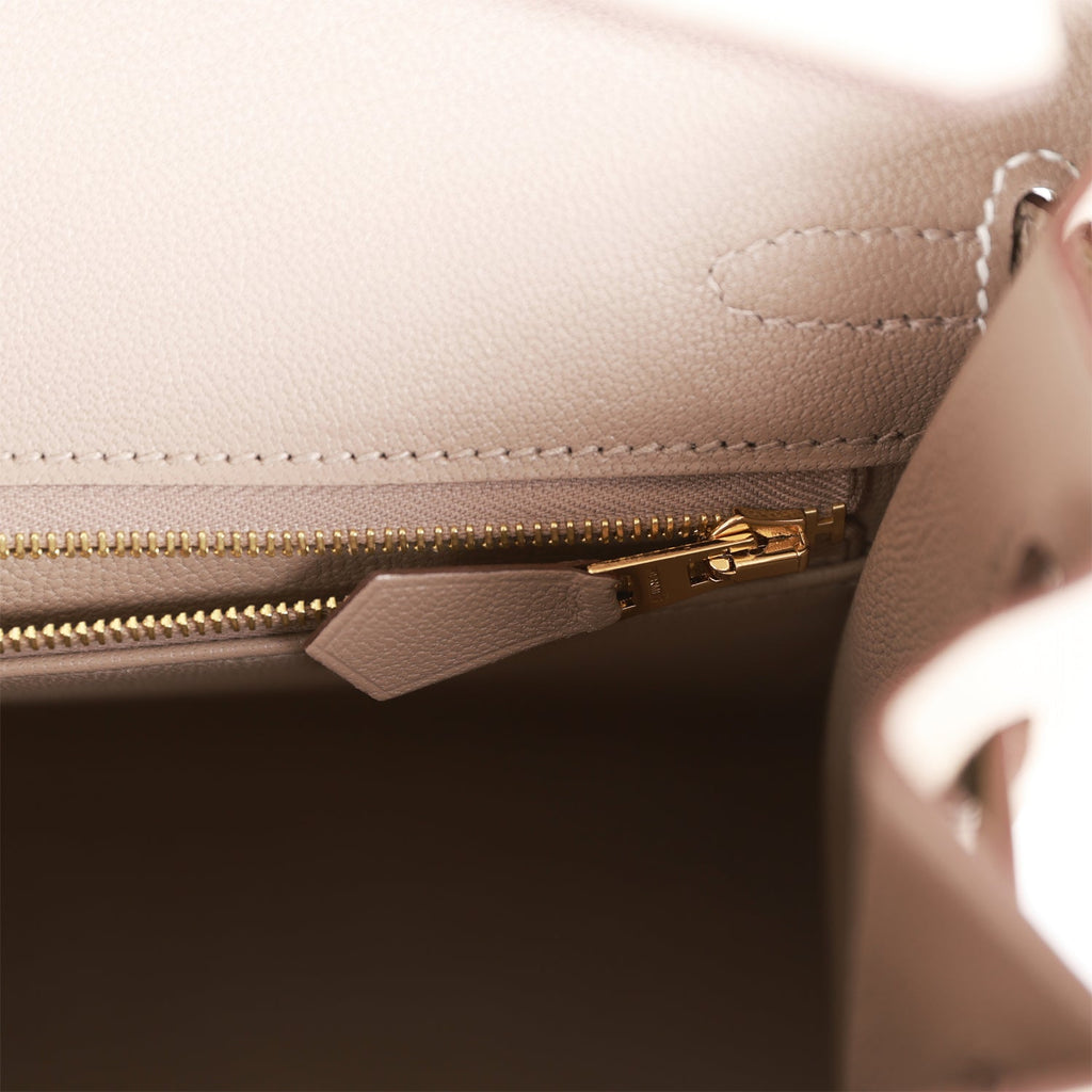 Hermès Special Order (HSS) Birkin Sellier 25 Craie and Gris Asphalte Epsom Brushed Gold Hardware