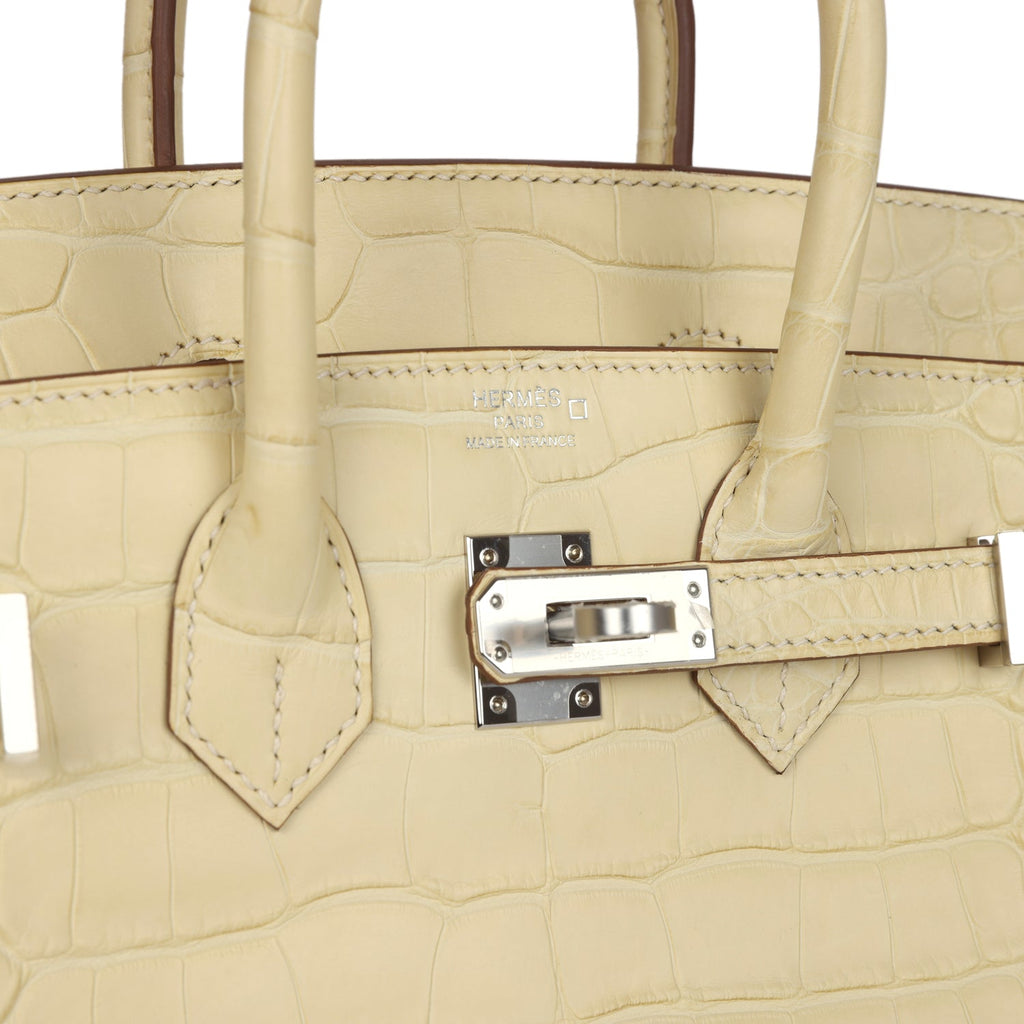 Hermès Birkin 25 Vanille Matte Faux Leather Palladium Hardware