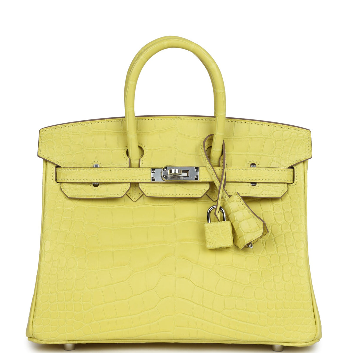 Hermès Birkin 25 Lime Matte Faux Leather Palladium Hardware