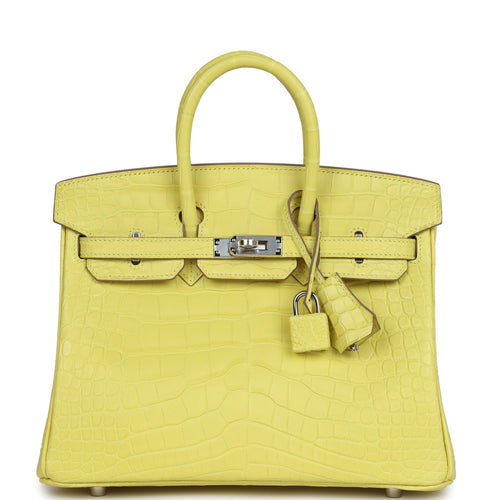 Hermès Birkin 25 Lime Matte Faux Leather Palladium Hardware