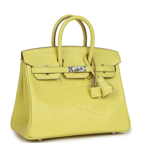 Hermès Birkin 25 Lime Matte Faux Leather Palladium Hardware