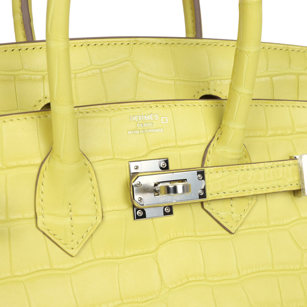 Hermès Birkin 25 Lime Matte Faux Leather Palladium Hardware