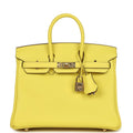Hermès Special Order (HSS) Birkin 25 Lime Verso Clemence Rose Gold Hardware