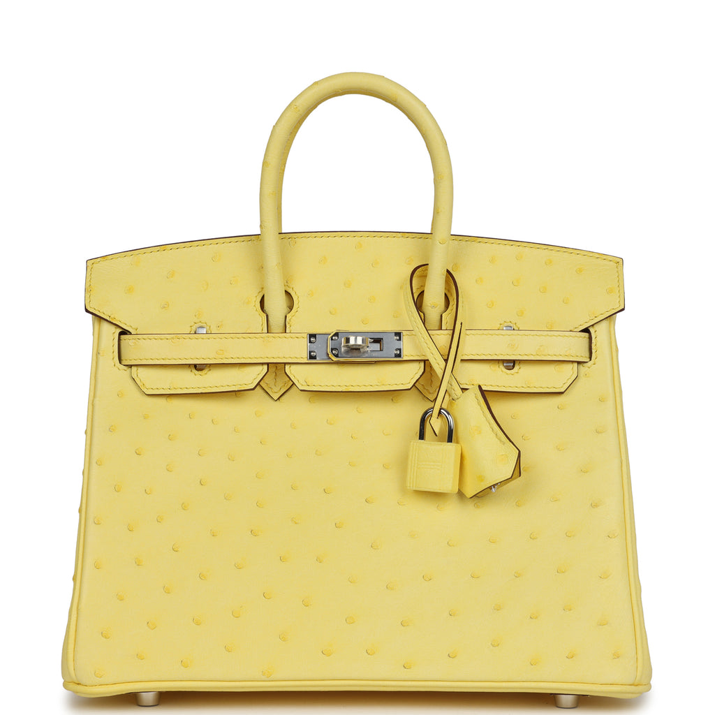 Hermès Birkin 25 Jaune Citron Ostrich Palladium Hardware