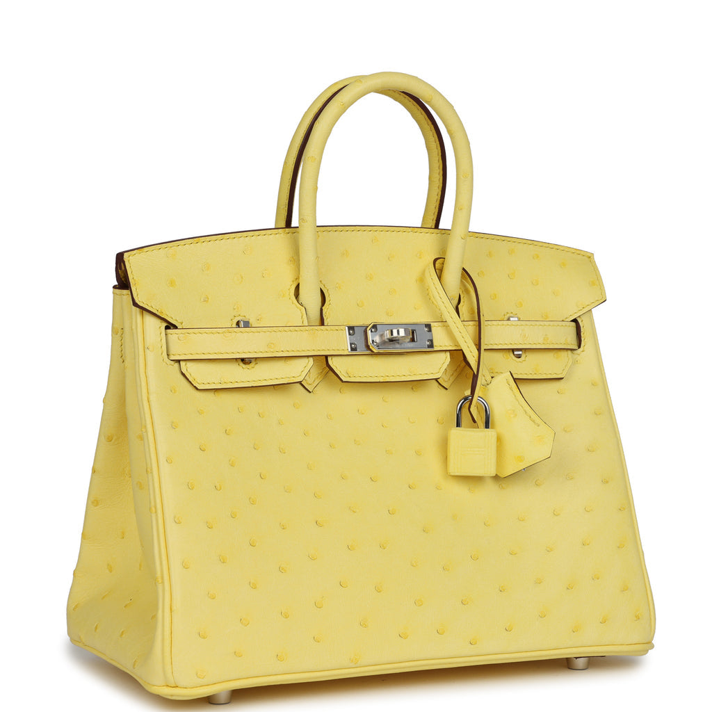 Hermès Birkin 25 Jaune Citron Ostrich Palladium Hardware