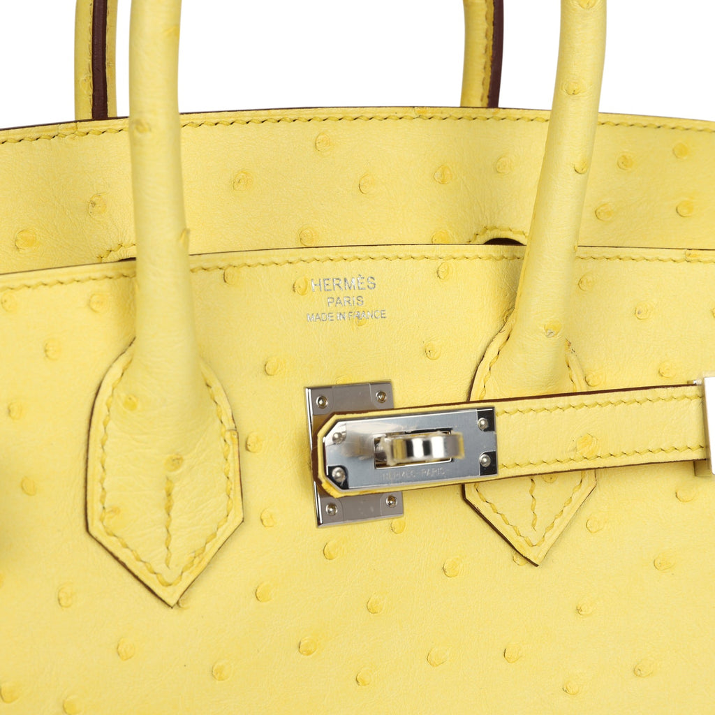 Hermès Birkin 25 Jaune Citron Ostrich Palladium Hardware