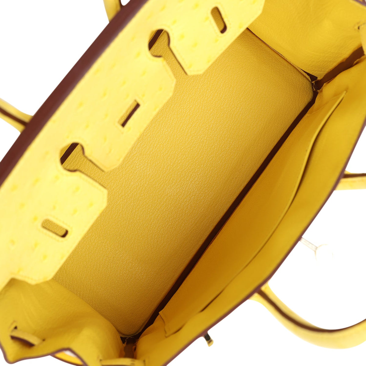 Hermès Birkin 25 Jaune Citron Ostrich Palladium Hardware