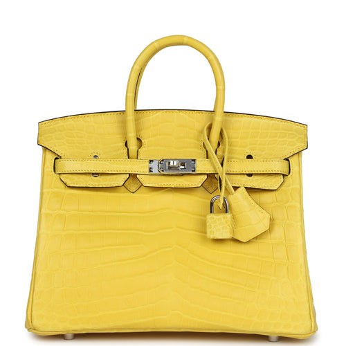 Hermès Birkin 25 Mimosa Matte Faux Leather Palladium Hardware