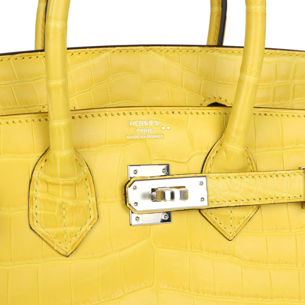 Hermès Birkin 25 Mimosa Matte Faux Leather Palladium Hardware