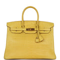 Hermès Birkin 35 Mimosa Matte Faux Leather Gold Hardware