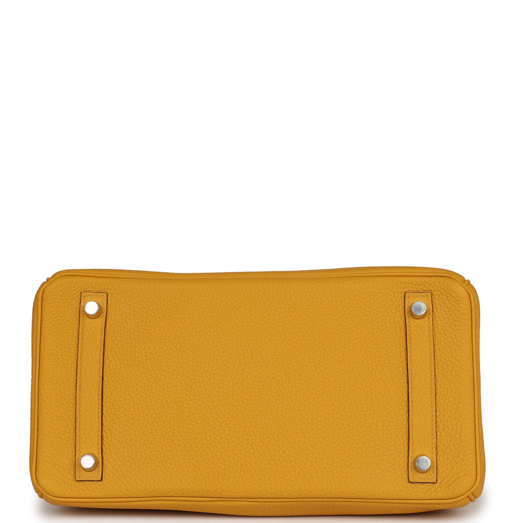 Hermès Birkin 30 Jaune Ambre Shiny Faux Leather and Togo-textured Faux Leather Touch Palladium Hardware