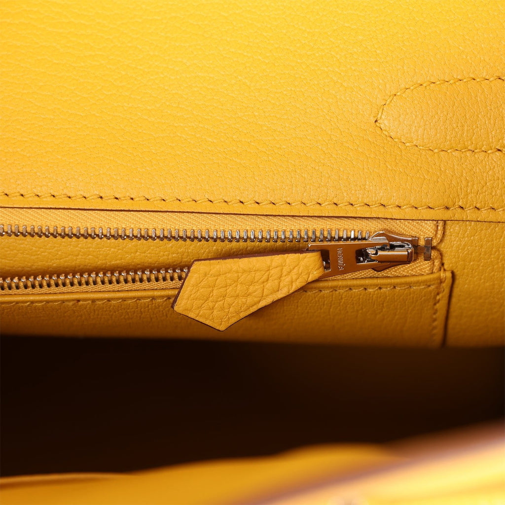 Hermès Birkin 30 Jaune Ambre Shiny Faux Leather and Togo-textured Faux Leather Touch Palladium Hardware