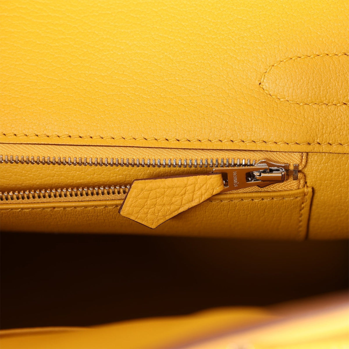 Hermès Birkin 30 Jaune Ambre Shiny Faux Leather and Togo-textured Faux Leather Touch Palladium Hardware