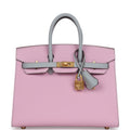 Hermès Special Order (HSS) Birkin 25 Mauve Sylvestre and Bleu Glacier Epsom Brushed Gold Hardware