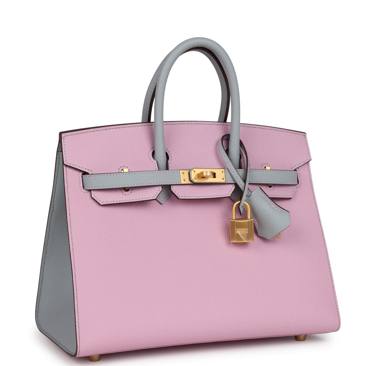 Hermès Special Order (HSS) Birkin 25 Mauve Sylvestre and Bleu Glacier Epsom Brushed Gold Hardware