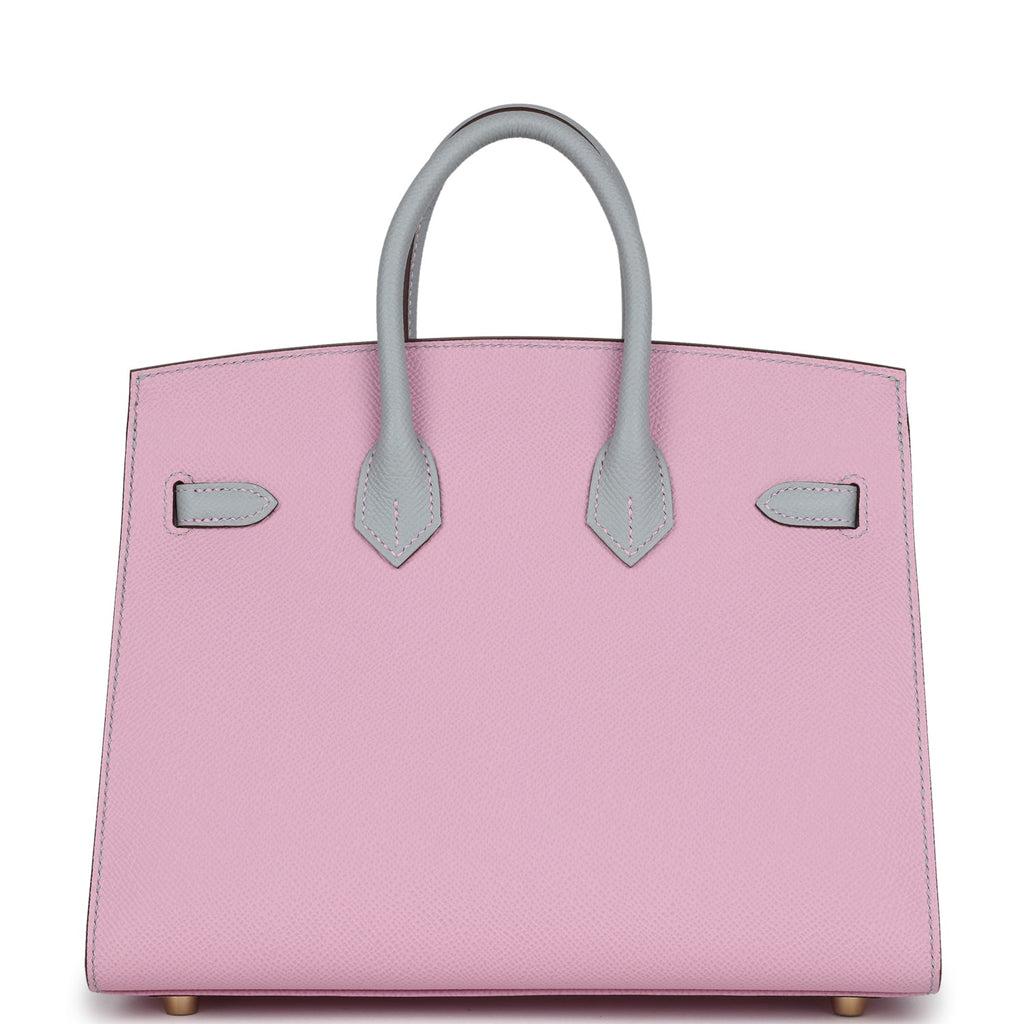 Hermès Special Order (HSS) Birkin 25 Mauve Sylvestre and Bleu Glacier Epsom Brushed Gold Hardware