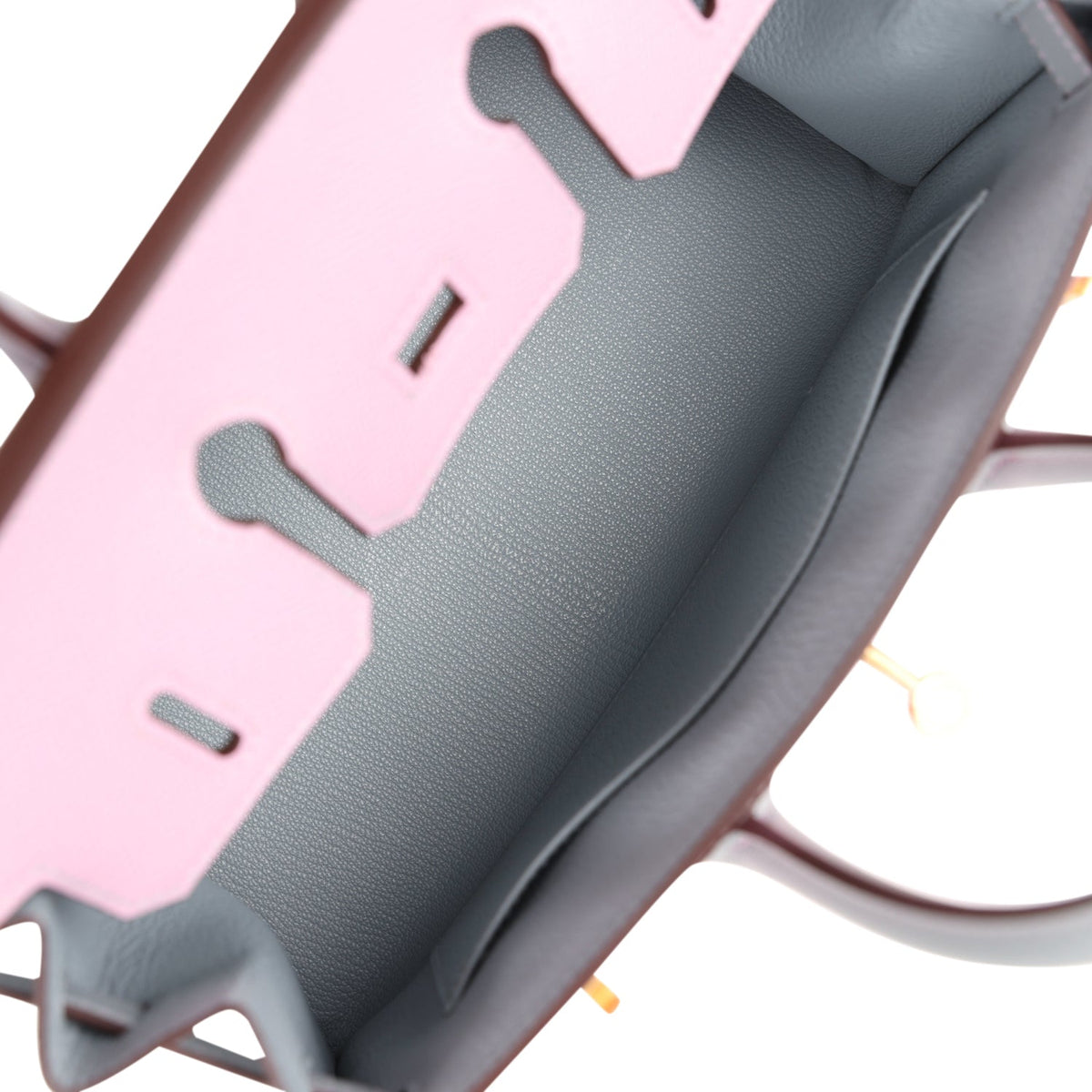 Hermès Special Order (HSS) Birkin 25 Mauve Sylvestre and Bleu Glacier Epsom Brushed Gold Hardware