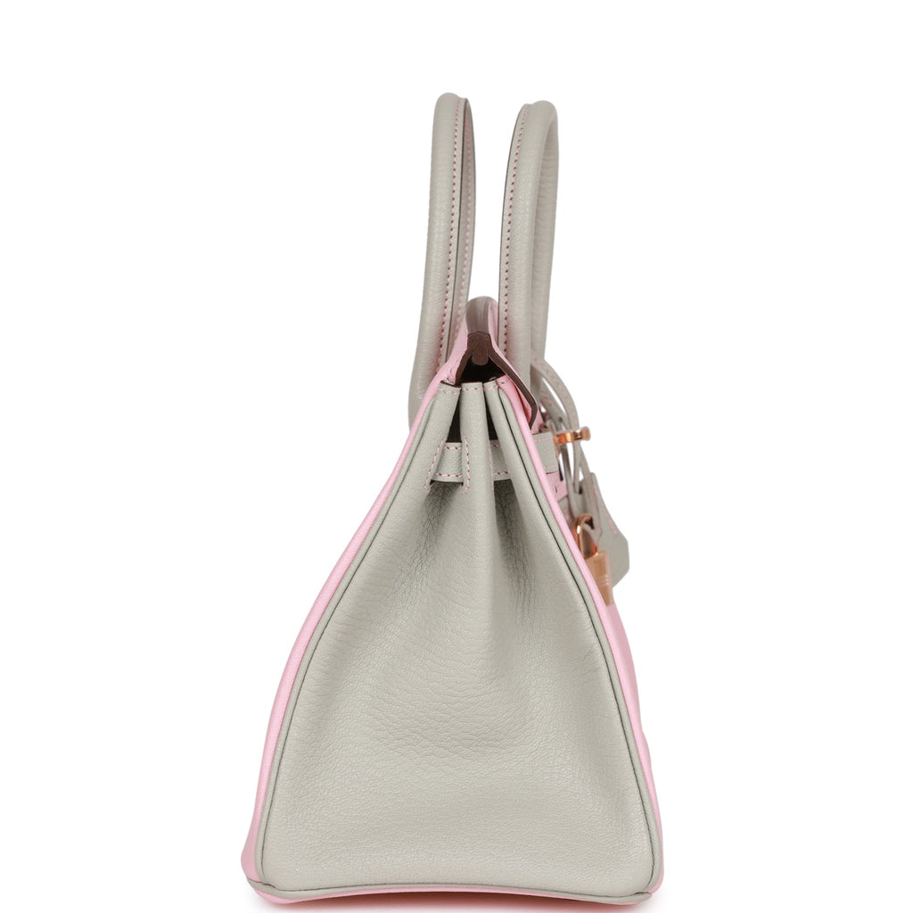 Hermès Special Order (HSS) Birkin 25 Rose Sakura and Gris Perle Chevre Mysore Rose Gold Hardware