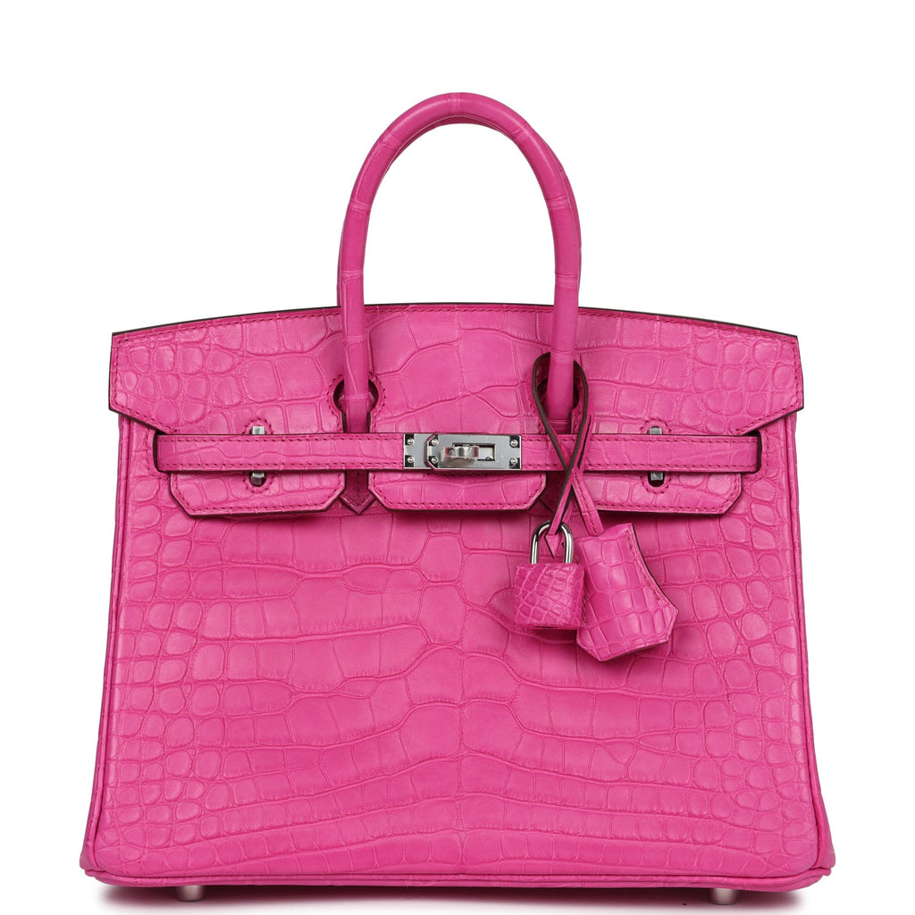 Hermès Birkin 25 Rose Shocking Matte Faux Leather Palladium Hardware