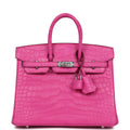 Hermès Birkin 25 Rose Shocking Matte Faux Leather Palladium Hardware