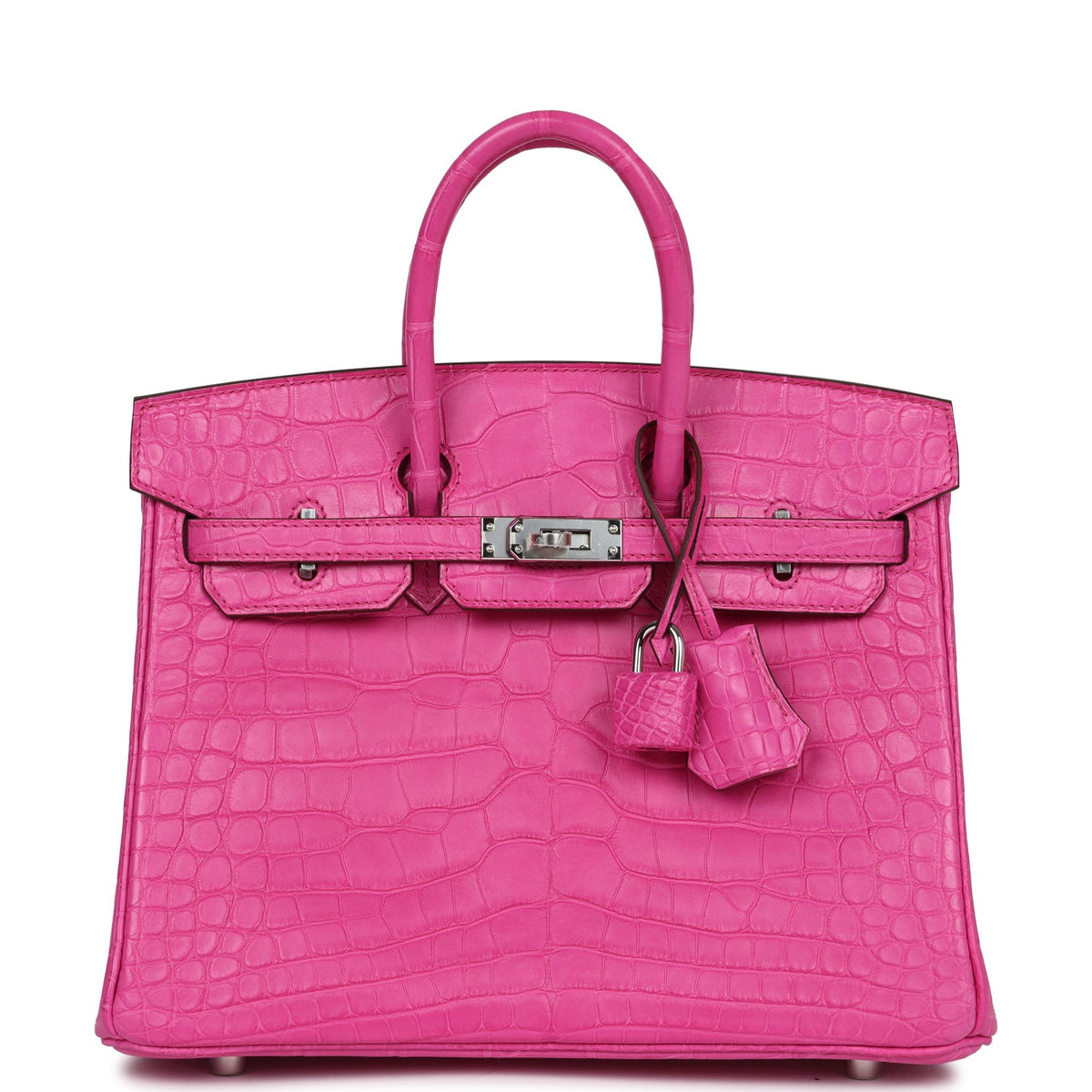 Hermès Birkin 25 Rose Shocking Matte Faux Leather Palladium Hardware