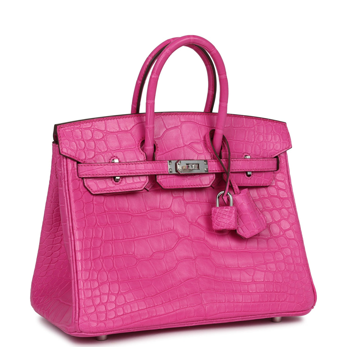 Hermès Birkin 25 Rose Shocking Matte Faux Leather Palladium Hardware