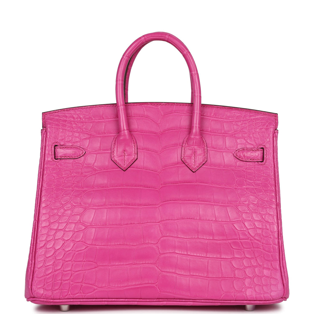 Hermès Birkin 25 Rose Shocking Matte Faux Leather Palladium Hardware