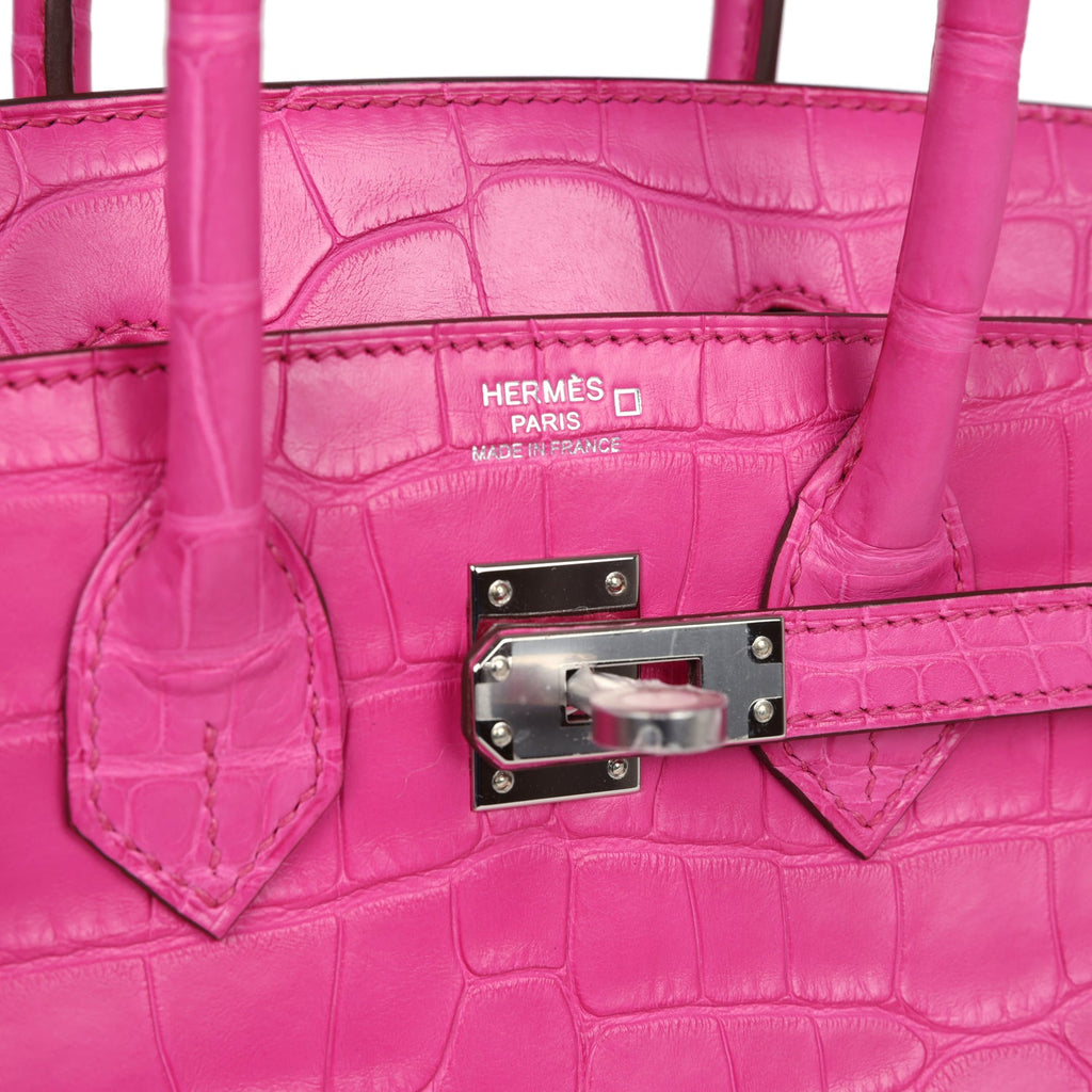 Hermès Birkin 25 Rose Shocking Matte Faux Leather Palladium Hardware