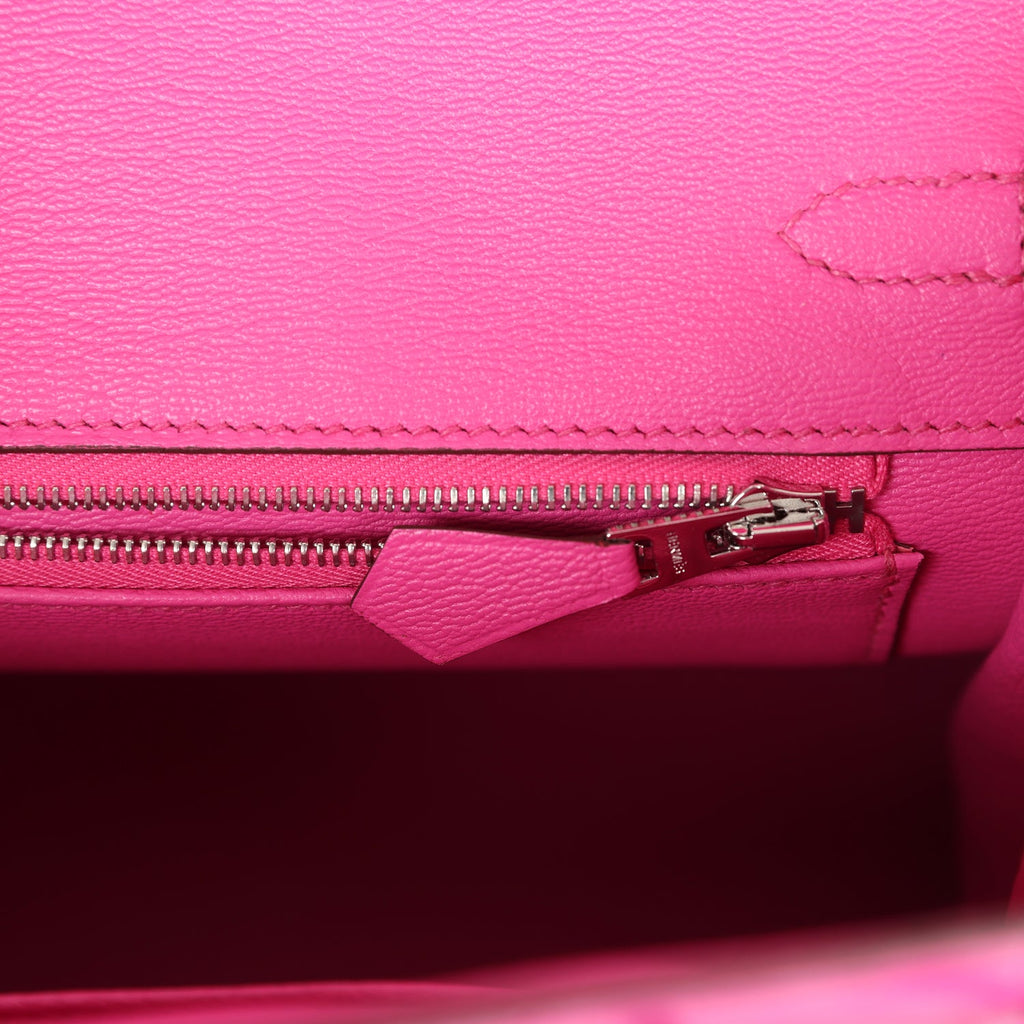 Hermès Birkin 25 Rose Shocking Matte Faux Leather Palladium Hardware