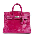 Hermès Birkin 25 Rose Sheherazade Shiny Faux Leather Palladium Hardware