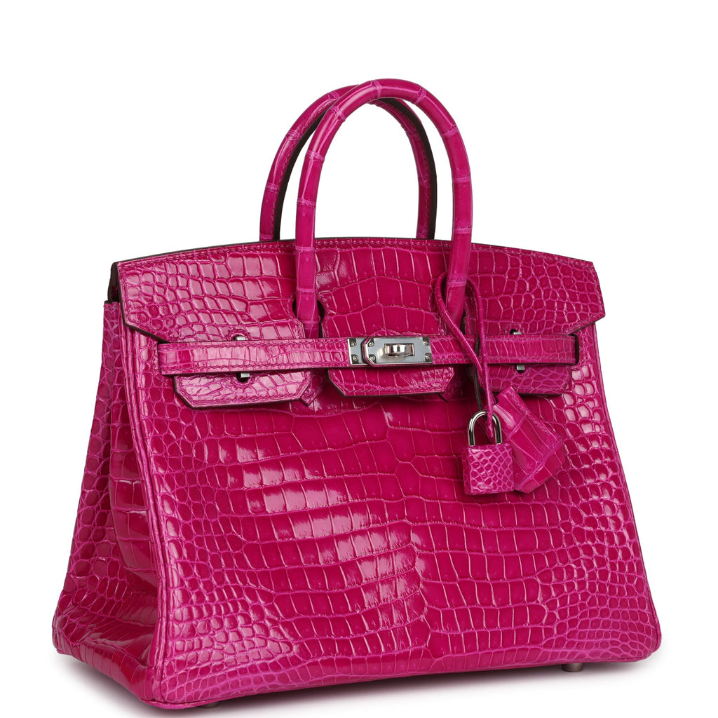 Hermès Birkin 25 Rose Sheherazade Shiny Faux Leather Palladium Hardware