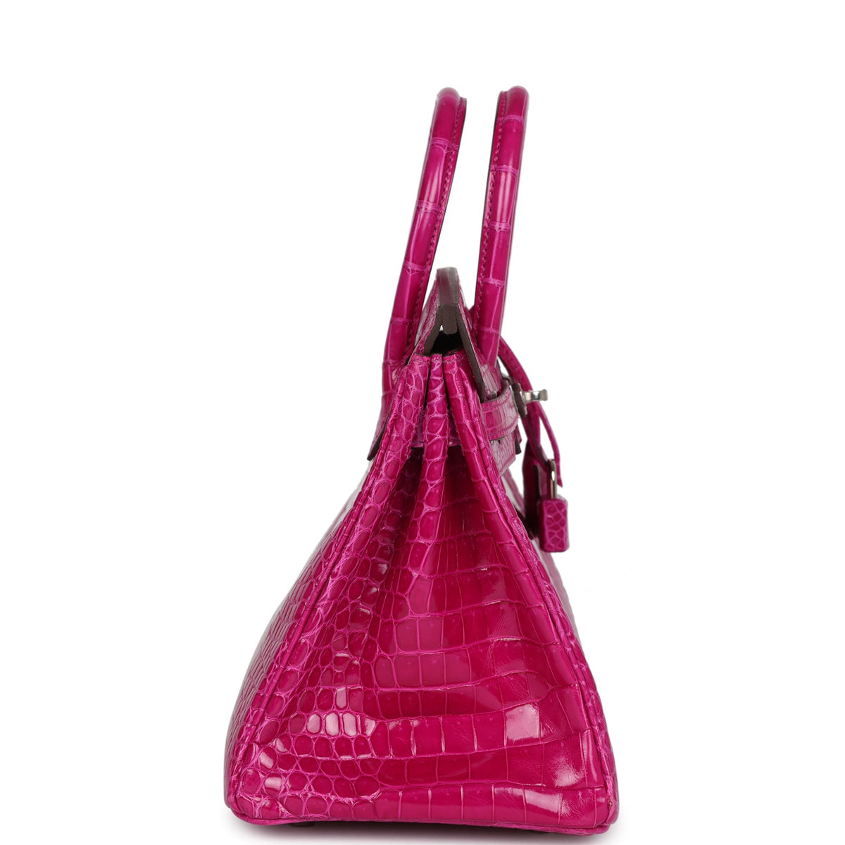 Hermès Birkin 25 Rose Sheherazade Shiny Faux Leather Palladium Hardware