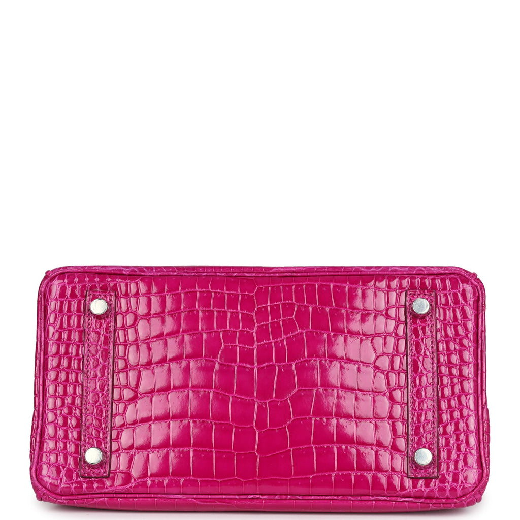 Hermès Birkin 25 Rose Sheherazade Shiny Faux Leather Palladium Hardware