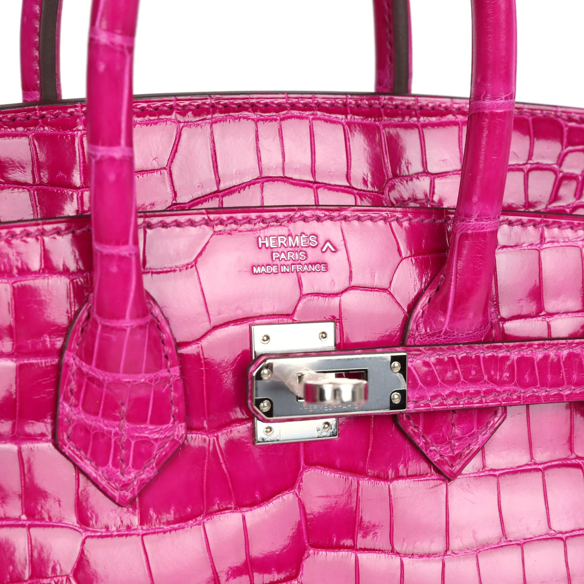 Hermès Birkin 25 Rose Sheherazade Shiny Faux Leather Palladium Hardware