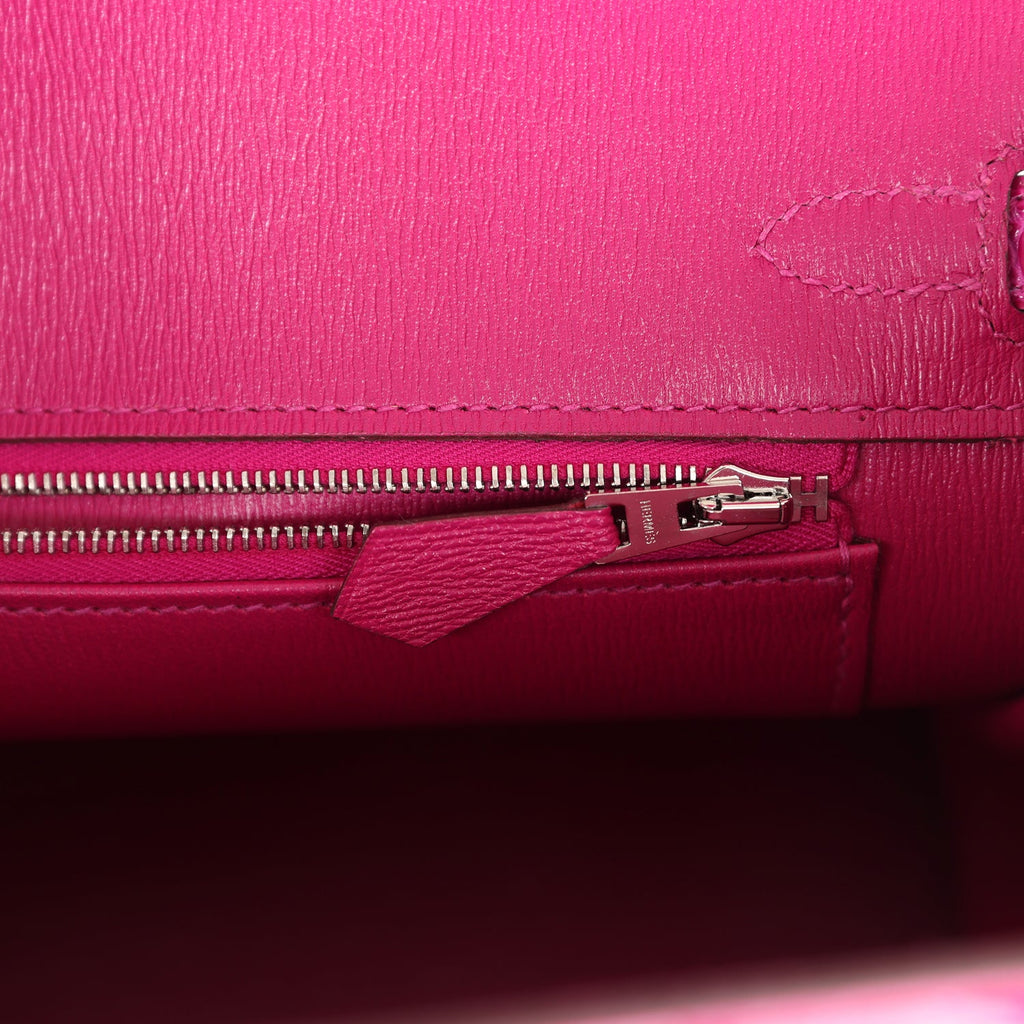 Hermès Birkin 25 Rose Sheherazade Shiny Faux Leather Palladium Hardware
