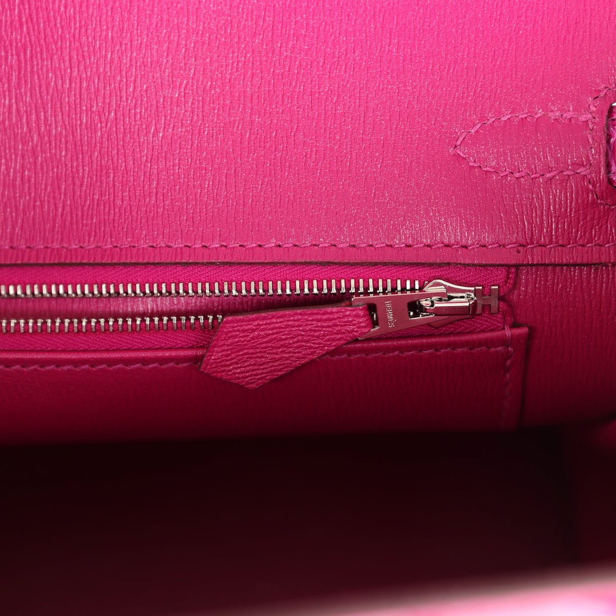 Hermès Birkin 25 Rose Sheherazade Shiny Faux Leather Palladium Hardware