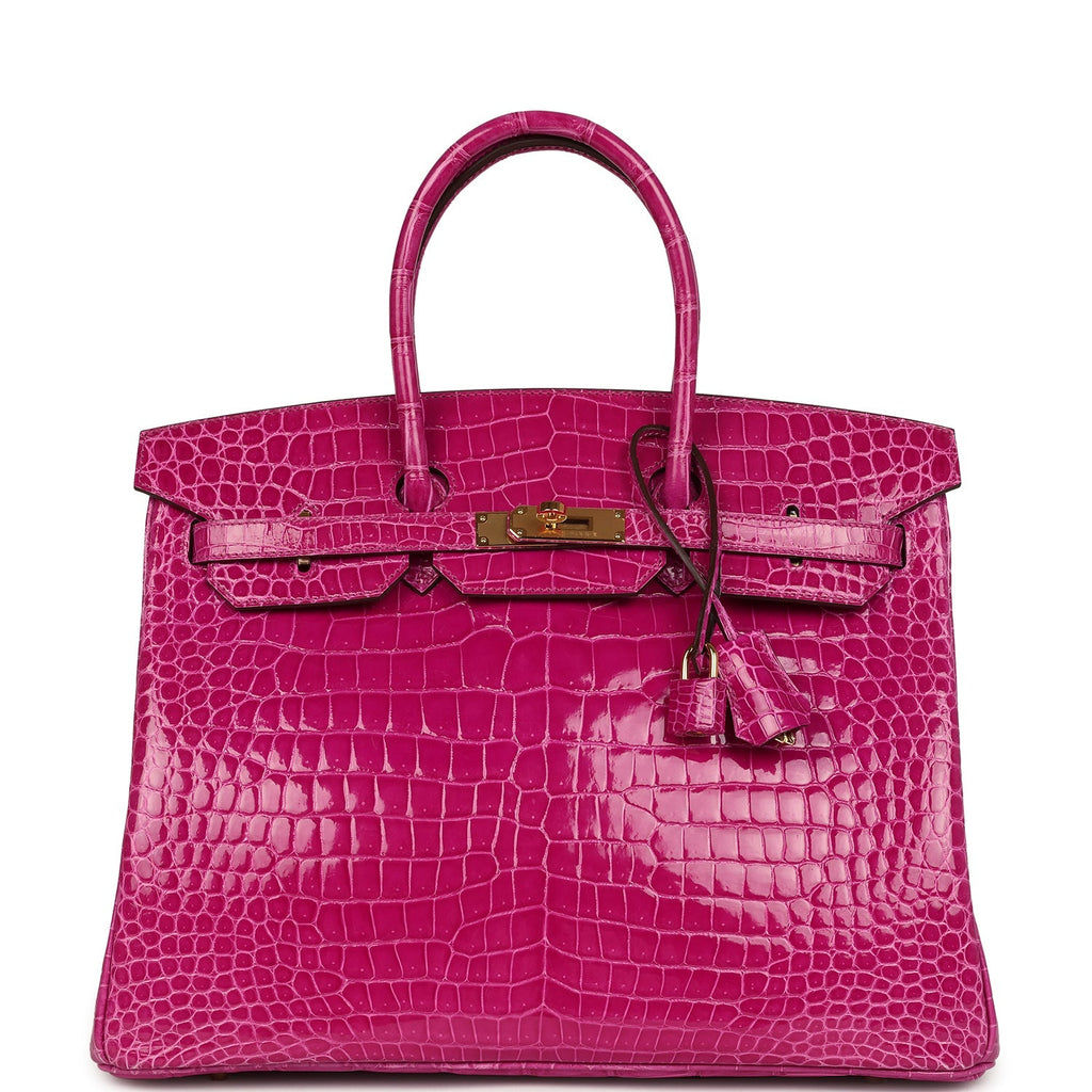 Hermès Birkin 35 Rose Scheherazade Shiny Faux Leather Gold Hardware