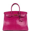 Hermès Birkin 35 Rose Scheherazade Shiny Faux Leather Gold Hardware
