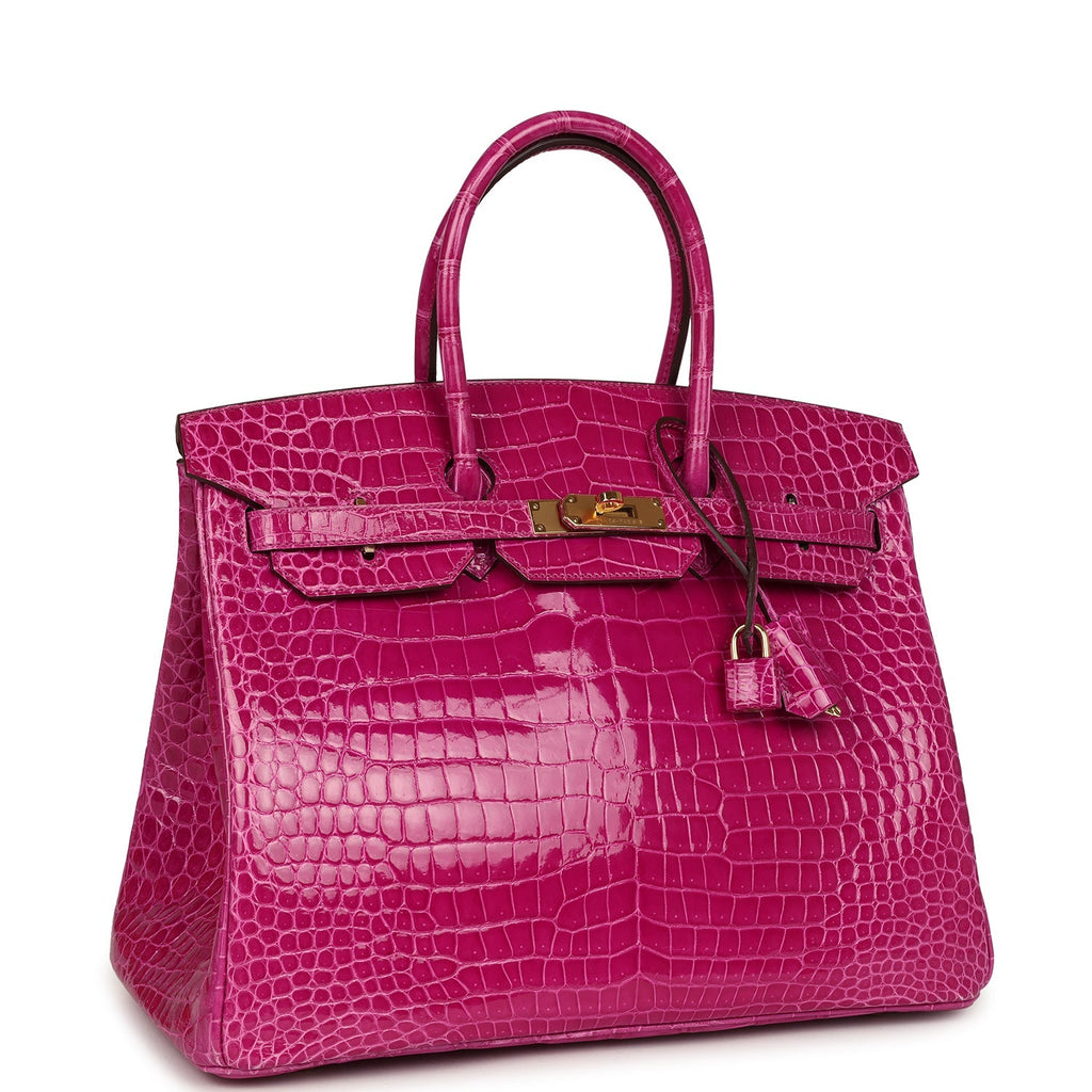 Hermès Birkin 35 Rose Scheherazade Shiny Faux Leather Gold Hardware