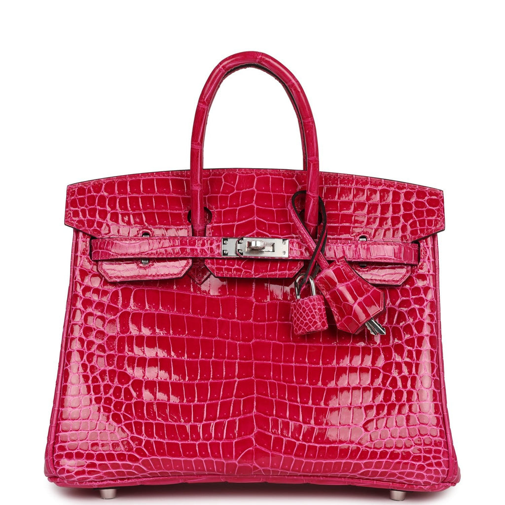 Hermès Birkin 25 Rose Mexico Shiny Faux Leather Palladium Hardware