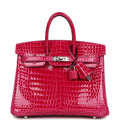 Hermès Birkin 25 Rose Mexico Shiny Faux Leather Palladium Hardware